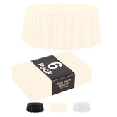 108 In. Premium Round Ivory Plastic Table Covers | 6 Pack